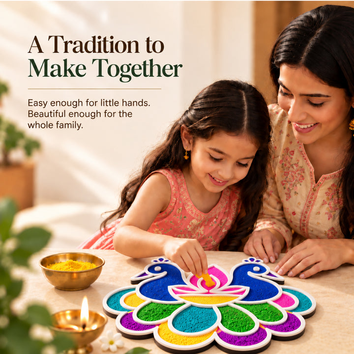 Peacock Diwali Rangoli Mat (Set of 2)
