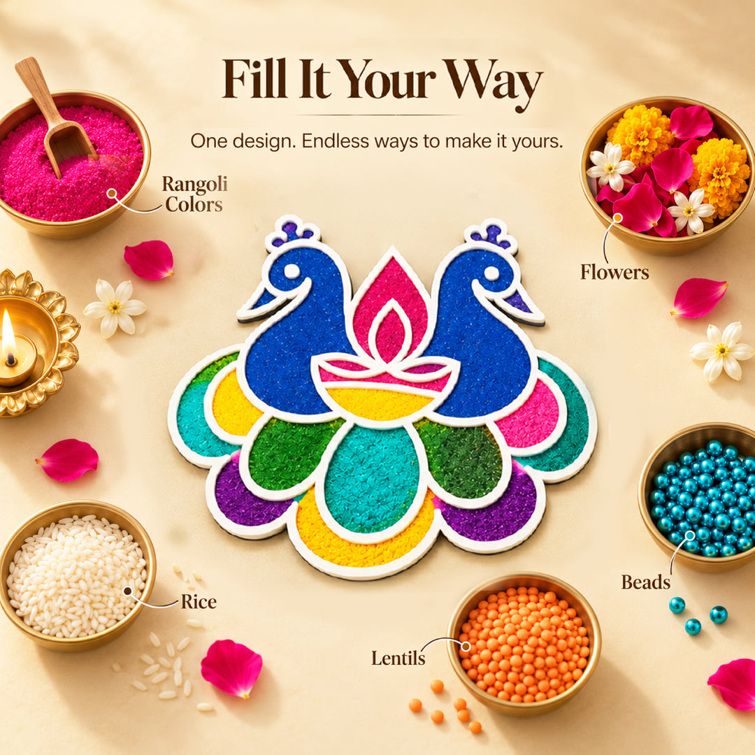 Peacock Diwali Rangoli Mat (Set of 2)