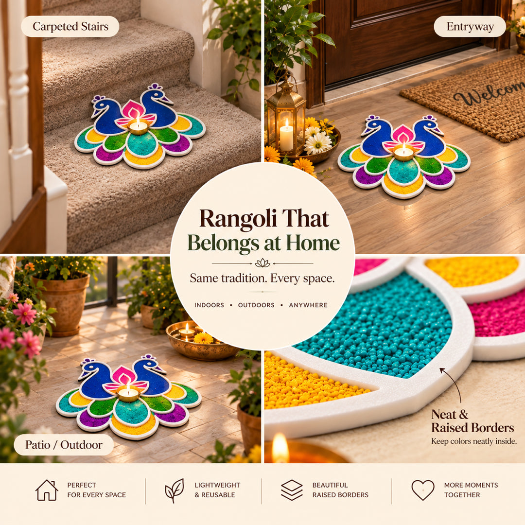 Peacock Diwali Rangoli Mat (Set of 2)