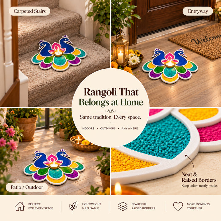 Peacock Diwali Rangoli Mat (Set of 2)