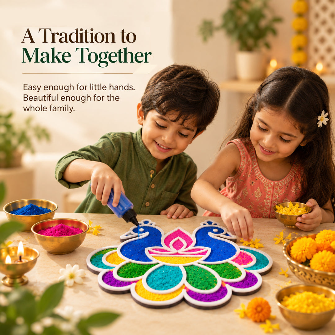 Peacock Diwali Rangoli Mat (Set of 2)