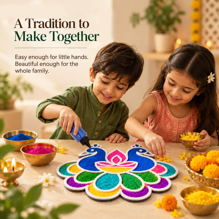 Peacock Diwali Rangoli Mat (Set of 2)