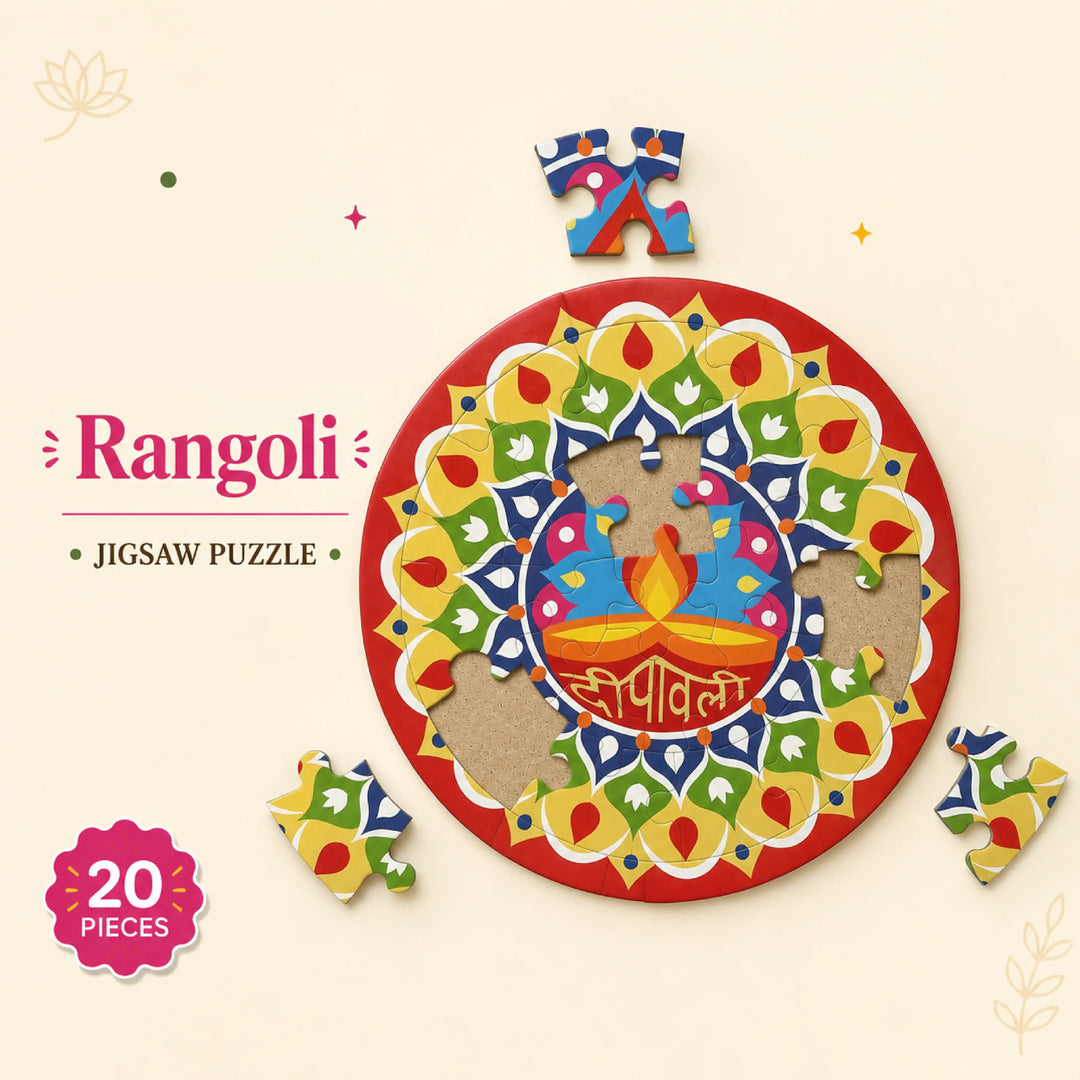 Rangoli Diya Diwali Jigsaw Puzzle - 8 inches | 40 pieces | 6+ years | Diwali Kids Party Activity/Favor