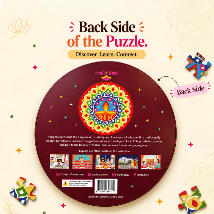 Rangoli Diya Diwali Jigsaw Puzzle - 8 inches | 40 pieces | 6+ years | Diwali Kids Party Activity/Favor