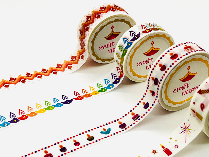 Diwali Gift Box - Diwali Festival Decoration - Window Clings, Washi Tape, Stencils, Stickers for Kids