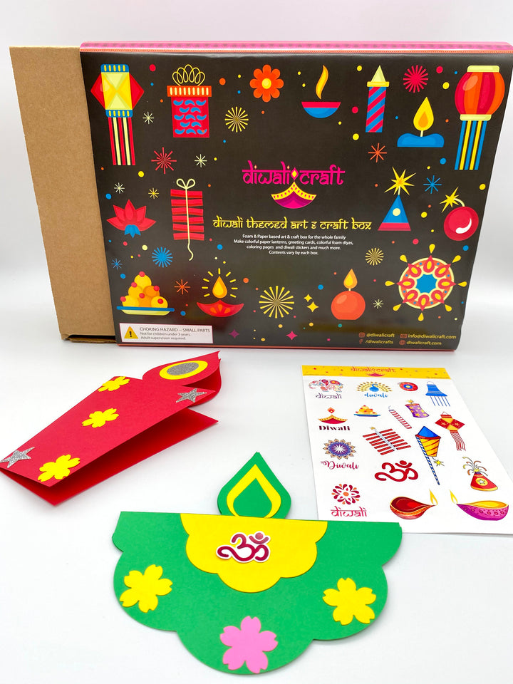 Diwali Decoration Craft Kit for kids - Makes Paper Lantern,  Diya and greeting cards - A fun Diwali Gift & Activity for full family