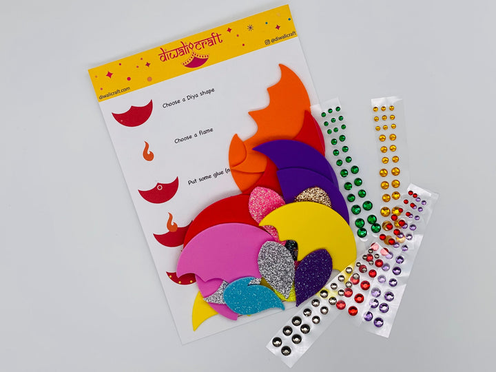 Diwali Decoration Craft Kit for kids - Makes Paper Lantern,  Diya and greeting cards - A fun Diwali Gift & Activity for full family