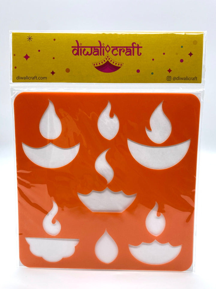 Diwali Themed Stencils for Kids  - 25+ Patterns, 6 Colorful Stencils for Rangoli, Art, Painting, Diwali Kids Favors