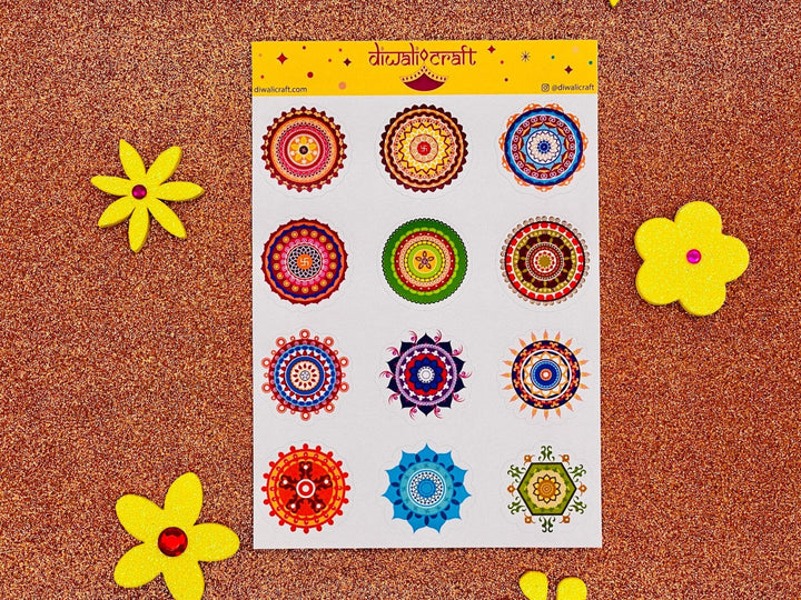 Rajahuli Sticker Rangoli Stickers for Diwali - 12 stickers on 1 sticker sheet – CraftUtsav