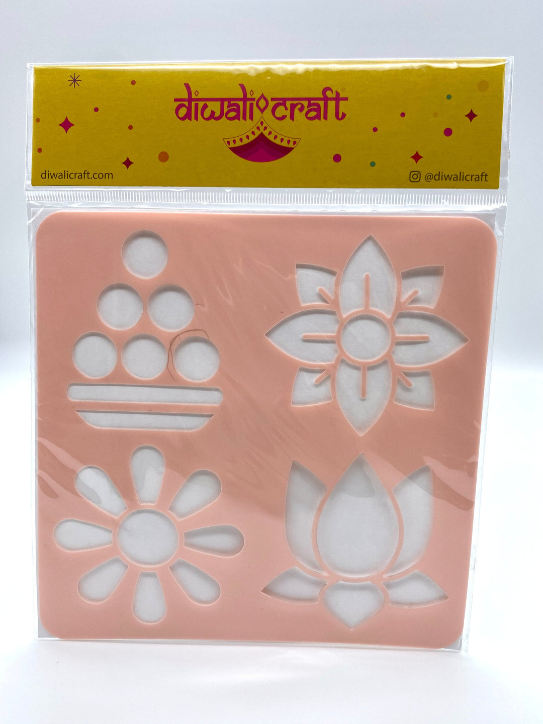 Diwali Themed Stencils for Kids  - 25+ Patterns, 6 Colorful Stencils for Rangoli, Art, Painting, Diwali Kids Favors
