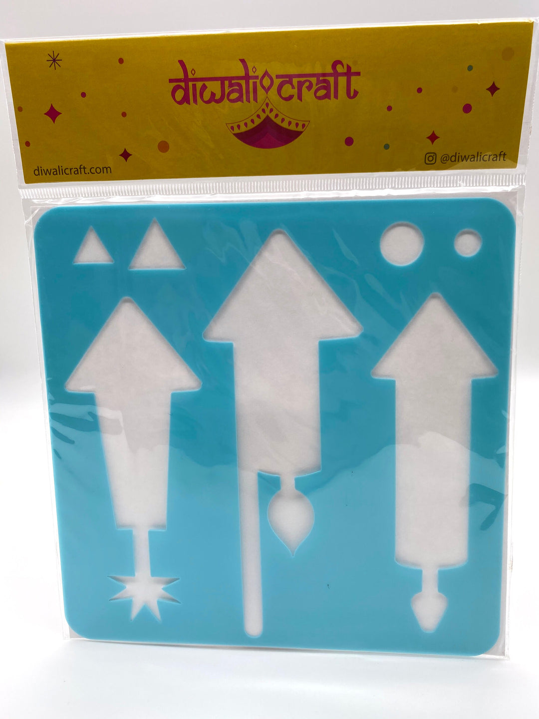 Diwali Themed Stencils for Kids  - 25+ Patterns, 6 Colorful Stencils for Rangoli, Art, Painting, Diwali Kids Favors
