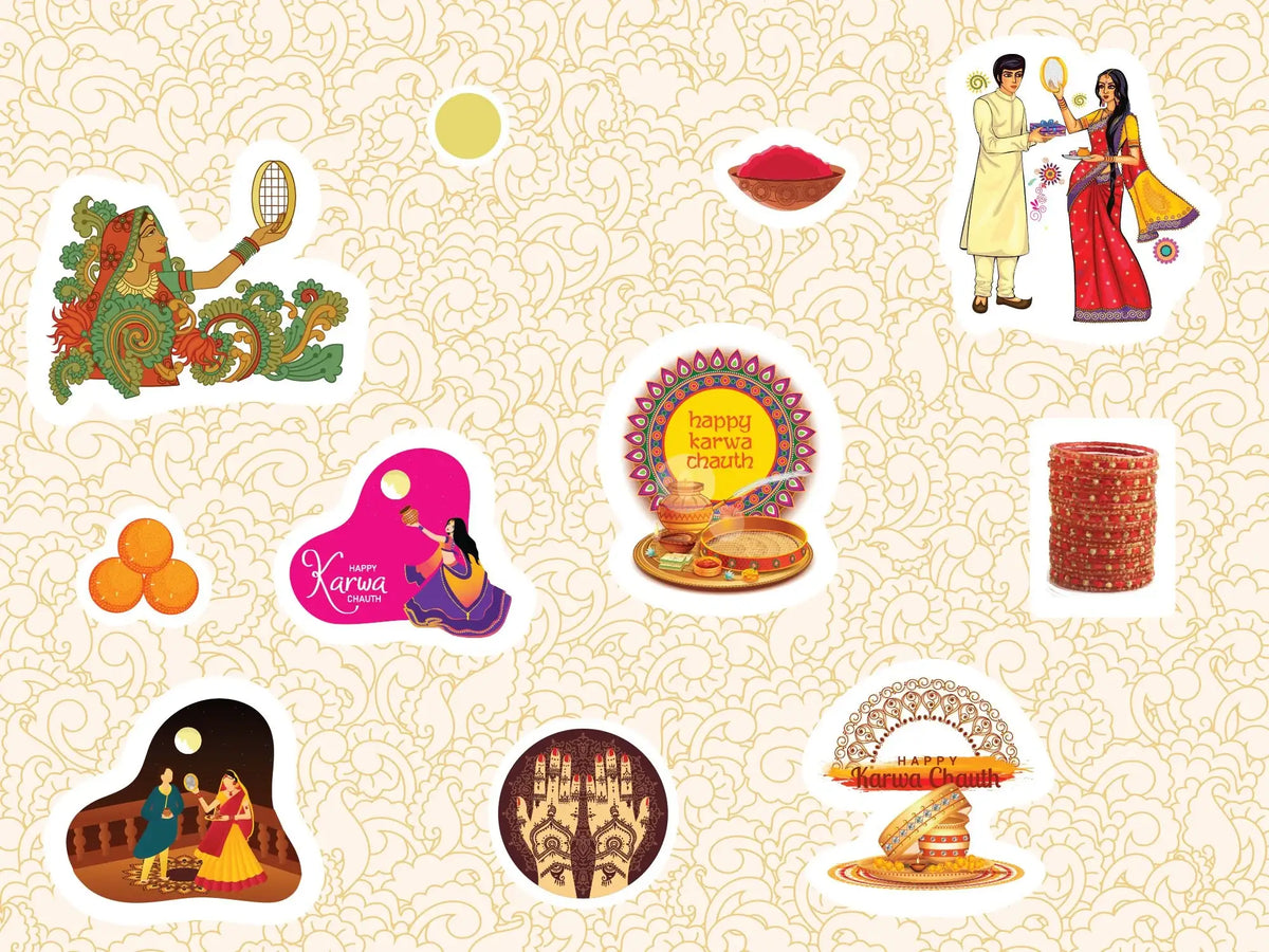 Karwa Chauth Pooja/Thali/Gift stickers – CraftUtsav