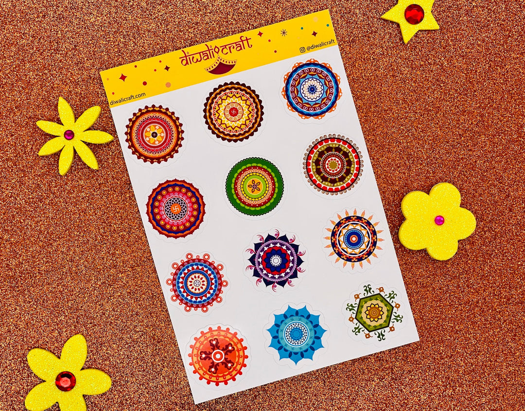 Diwali Gift Box - Diwali Festival Decoration - Window Clings, Washi Tape, Stencils, Stickers for Kids