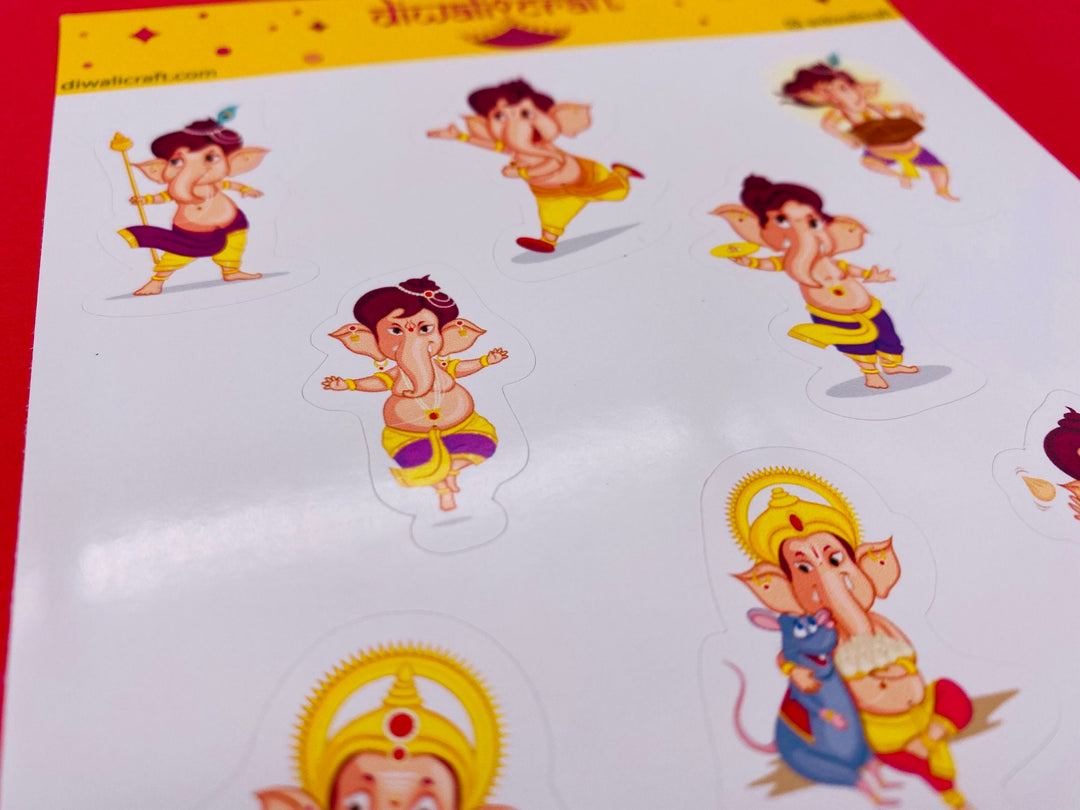 Bal Ganesh Stickers - 11 stickers on 1 sticker sheet
