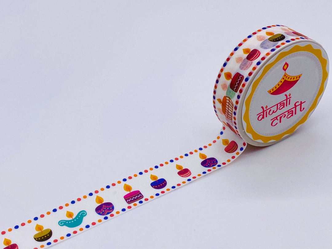 Diwali themed Washi tapes - Set of 4 unique Washi Tapes featuring Diya, Sparklers, Toran, Banner pattern