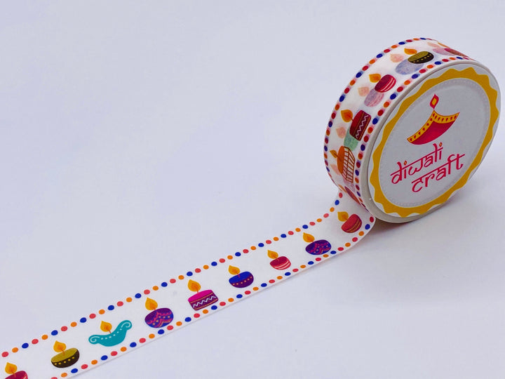 Diwali themed Washi tapes - Set of 4 unique Washi Tapes featuring Diya, Sparklers, Toran, Banner pattern