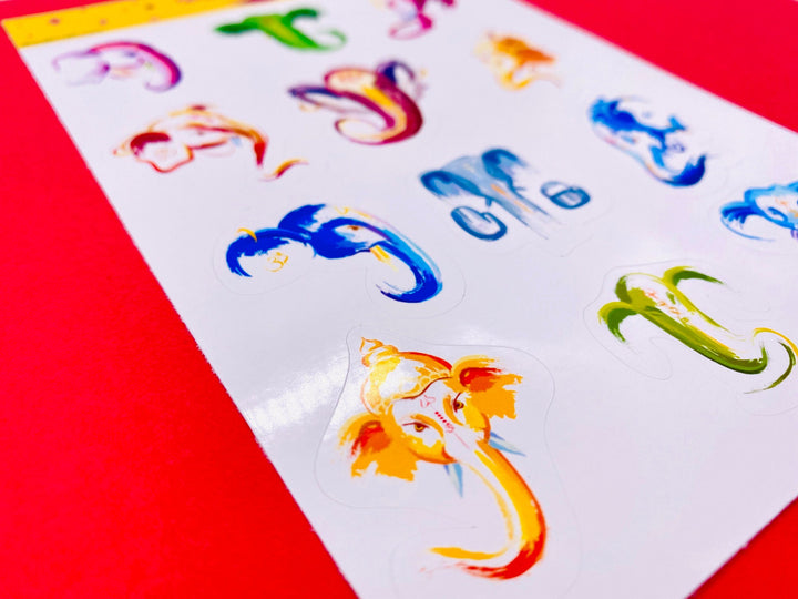 Ganesh Stickers - 12 stickers on 1 sticker sheet