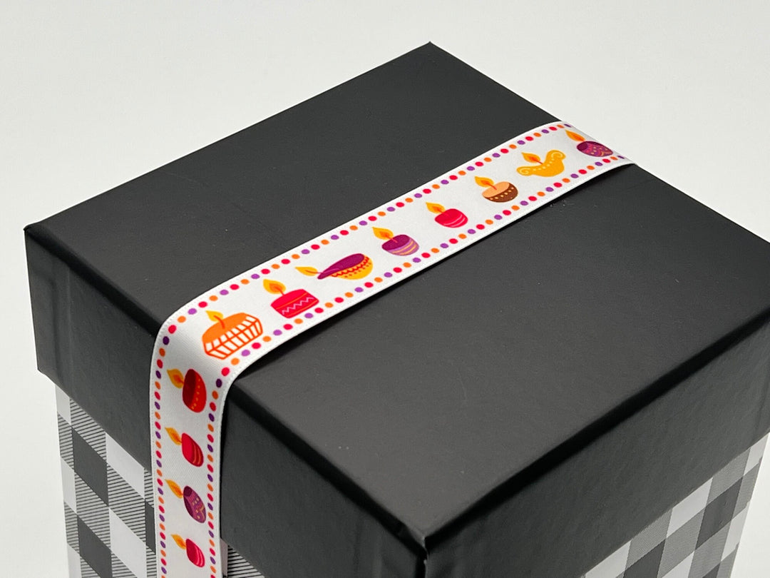 Modern Diya Design Ribbon perfect for embellishing gifts, bouquets at Indian festivals or wedding, sangeet, haldi, mehendi ceremonies