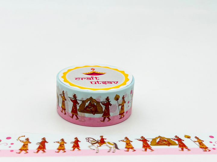 Indian Wedding Procession Washi Tape perfect for embellishing gifts, bouquets at Indian wedding, sangeet, haldi, mehendi ceremonies