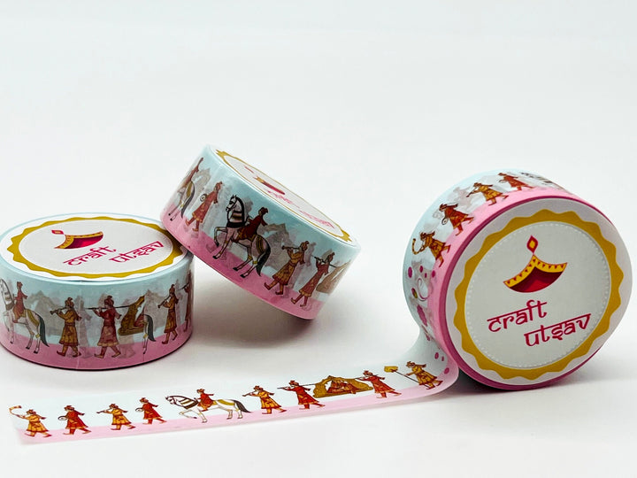 Indian Wedding Procession Washi Tape perfect for embellishing gifts, bouquets at Indian wedding, sangeet, haldi, mehendi ceremonies