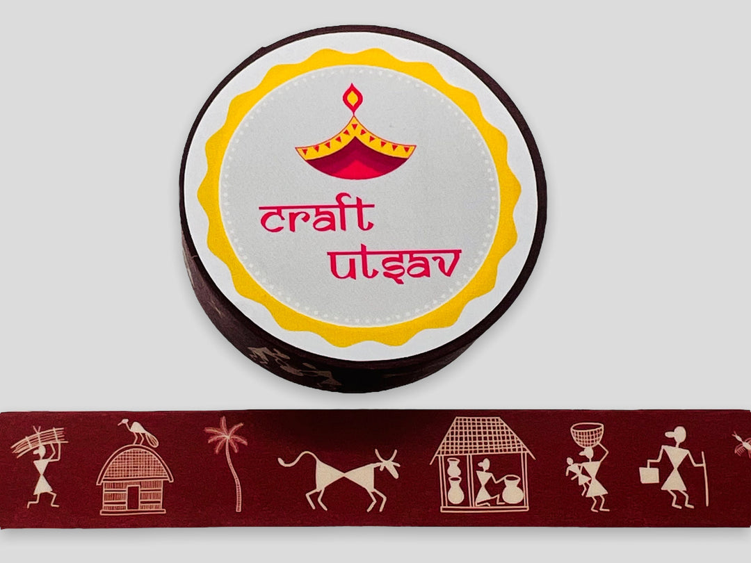 Warli Art Border Washi Tape -  Boho, Tribal Art, Triangle Pattern