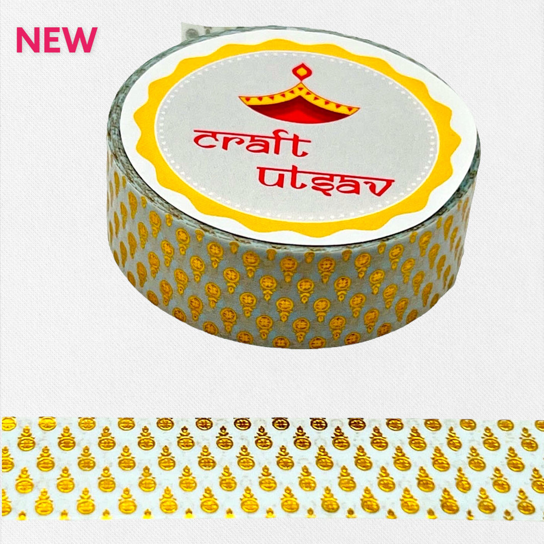 Gold Motif Washi Tape - Indian, Glitter