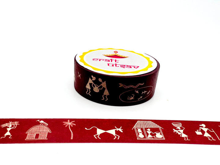 Warli Art Border Washi Tape -  Boho, Tribal Art, Triangle Pattern