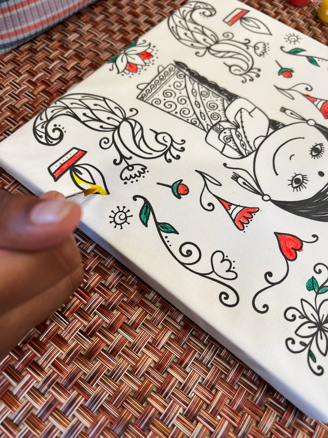 Indian Girl Canvas Coloring Kit for kids, DIY Gift for children, kids coloring, party favors, canvas coloring