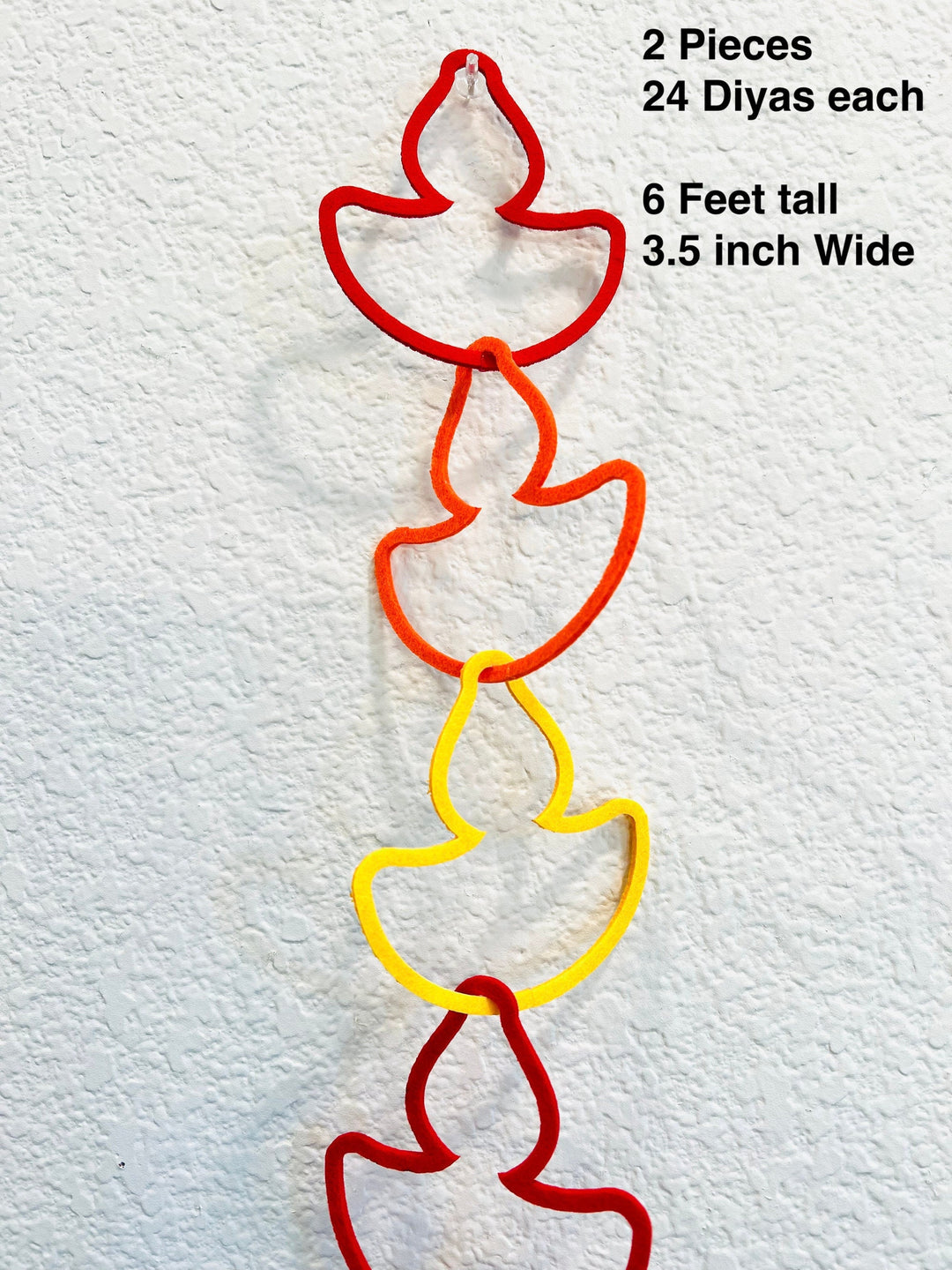 Diwali Diya Toran Banner Garland Decoration, Includes 2 Packs - 24 Pieces each of interlocking Diya, No Assembly Required, 6 feet Length