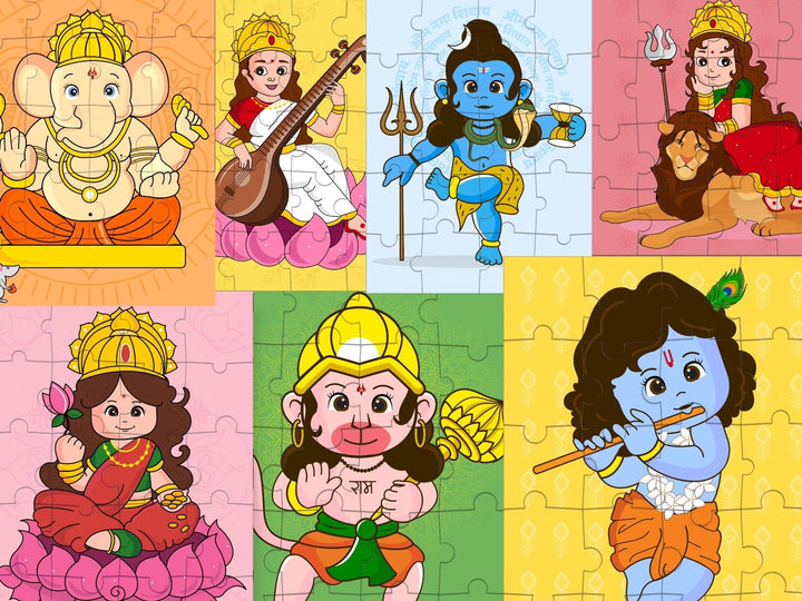 Set of 7 - Hindu Gods &amp; Goddesses Jigsaw Puzzle