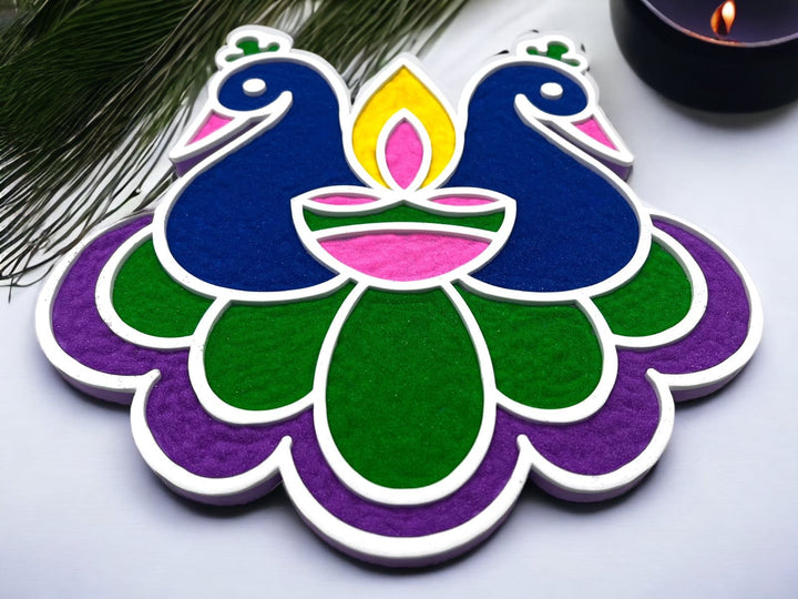 Peacock Diwali Rangoli Mat (Set of 2)