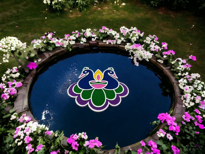 Peacock Diwali Rangoli Mat (Set of 2)