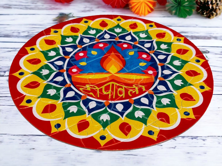 Rangoli Diya Diwali Jigsaw Puzzle - 8 inches | 40 pieces | 6+ years | Diwali Kids Party Activity/Favor
